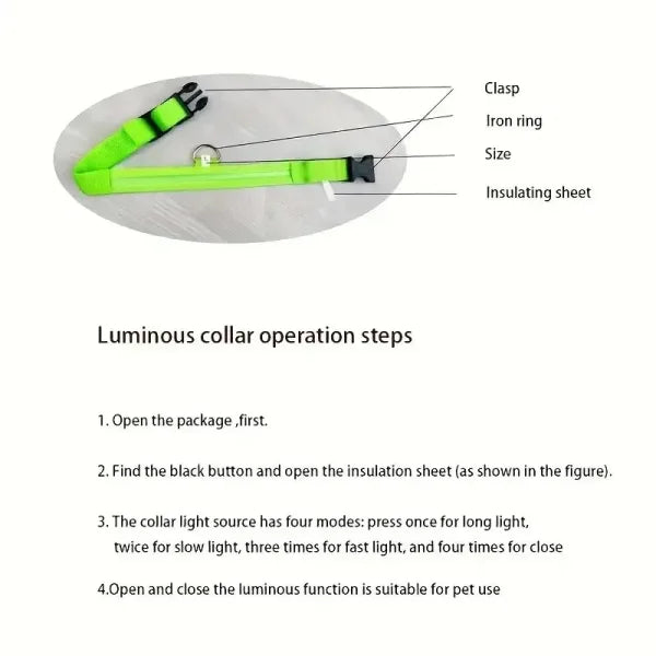 Dog Collar Nylon LED Night Safety